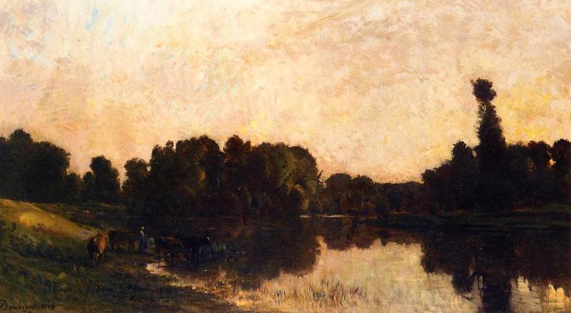 Charles-Francois Daubigny Daybreak, Oise Ile de Vaux